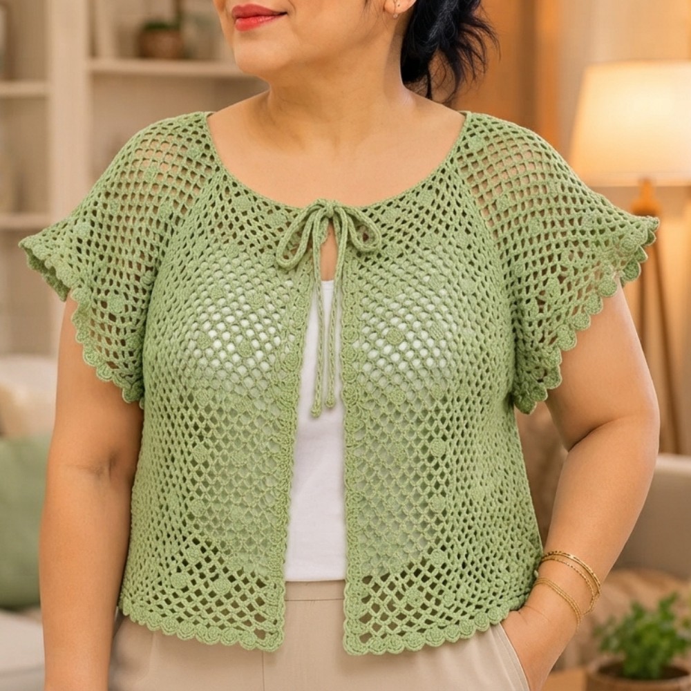 Crochet Large Cardigan Easy Lightweight Mesh Pattern 9