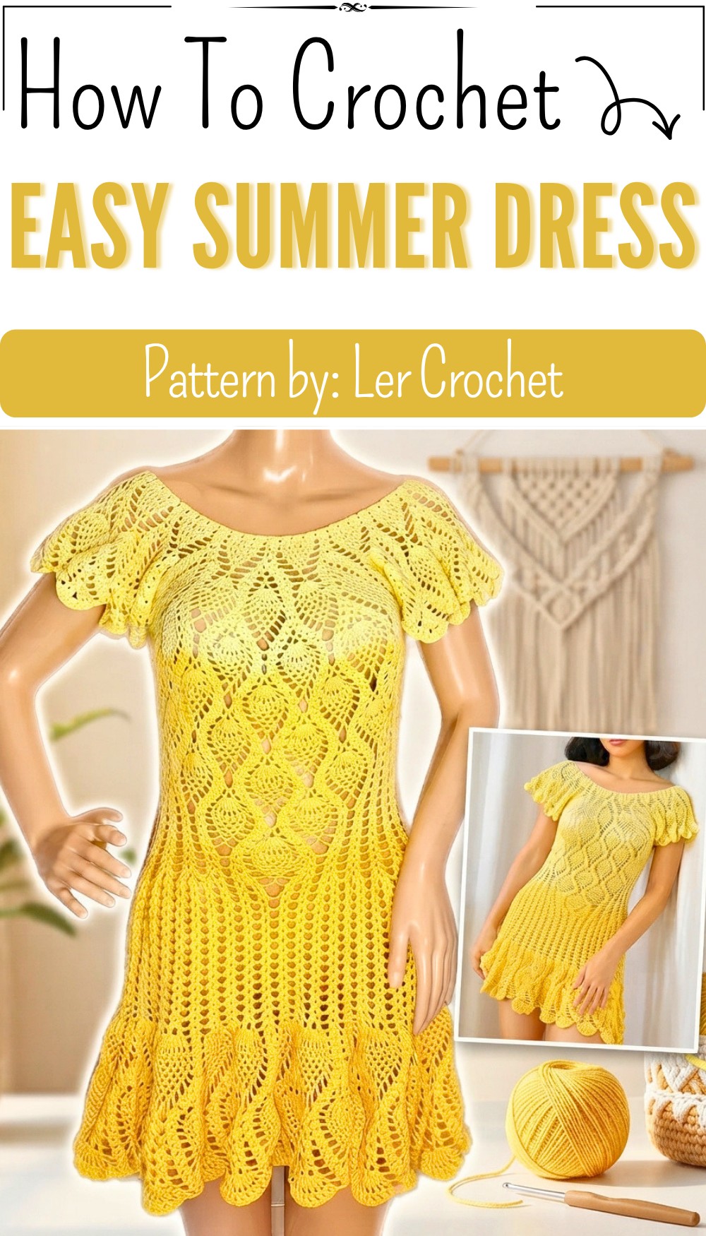 Crochet Summer Dress Tutorial Pineapple Stitch Dress Step by Step 7