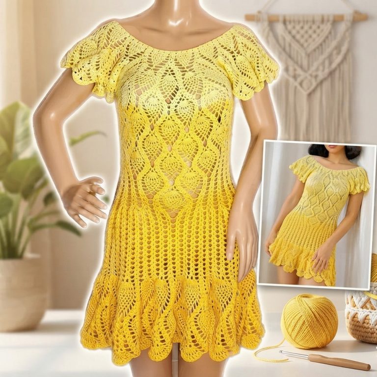 Crochet Summer Dress Tutorial Pineapple Stitch Dress Step by Step 8