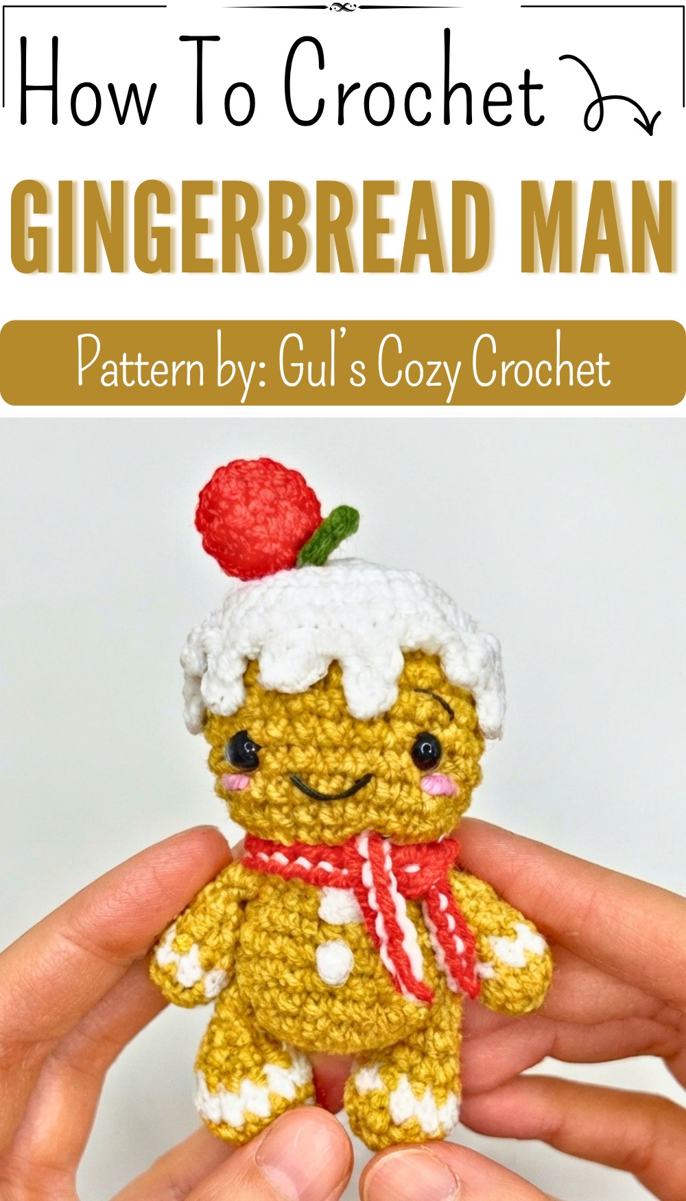 Gingerbread Man Crochet Tutorial Mini, Easy & No Sew! 9
