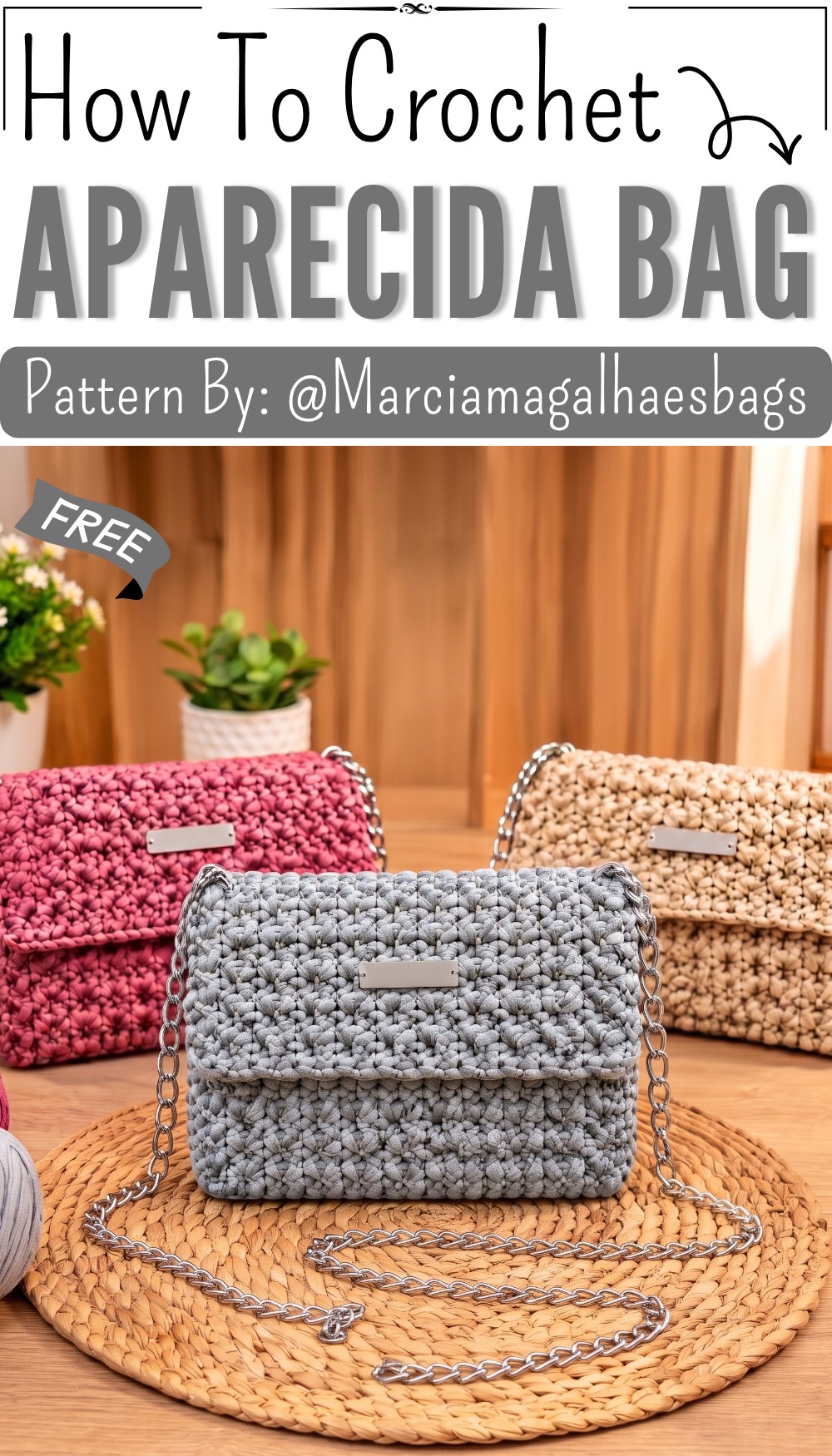 Crochet Aparecida Bag Free Pattern - Simple Step-by-Step Tutorial - Red ...