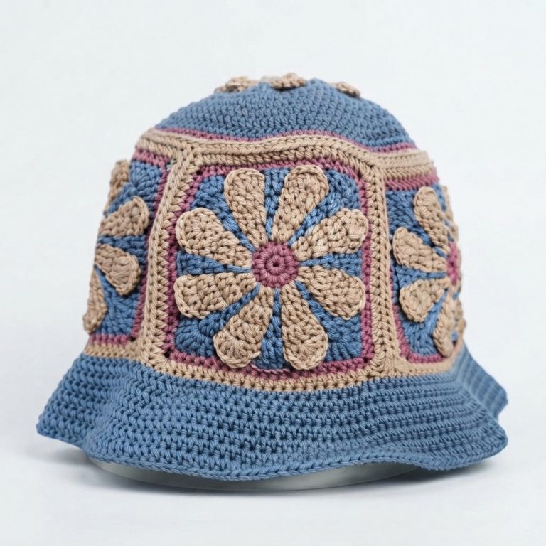Crochet Daisy Flower Charity Granny Square Bucket Hat Tutorial