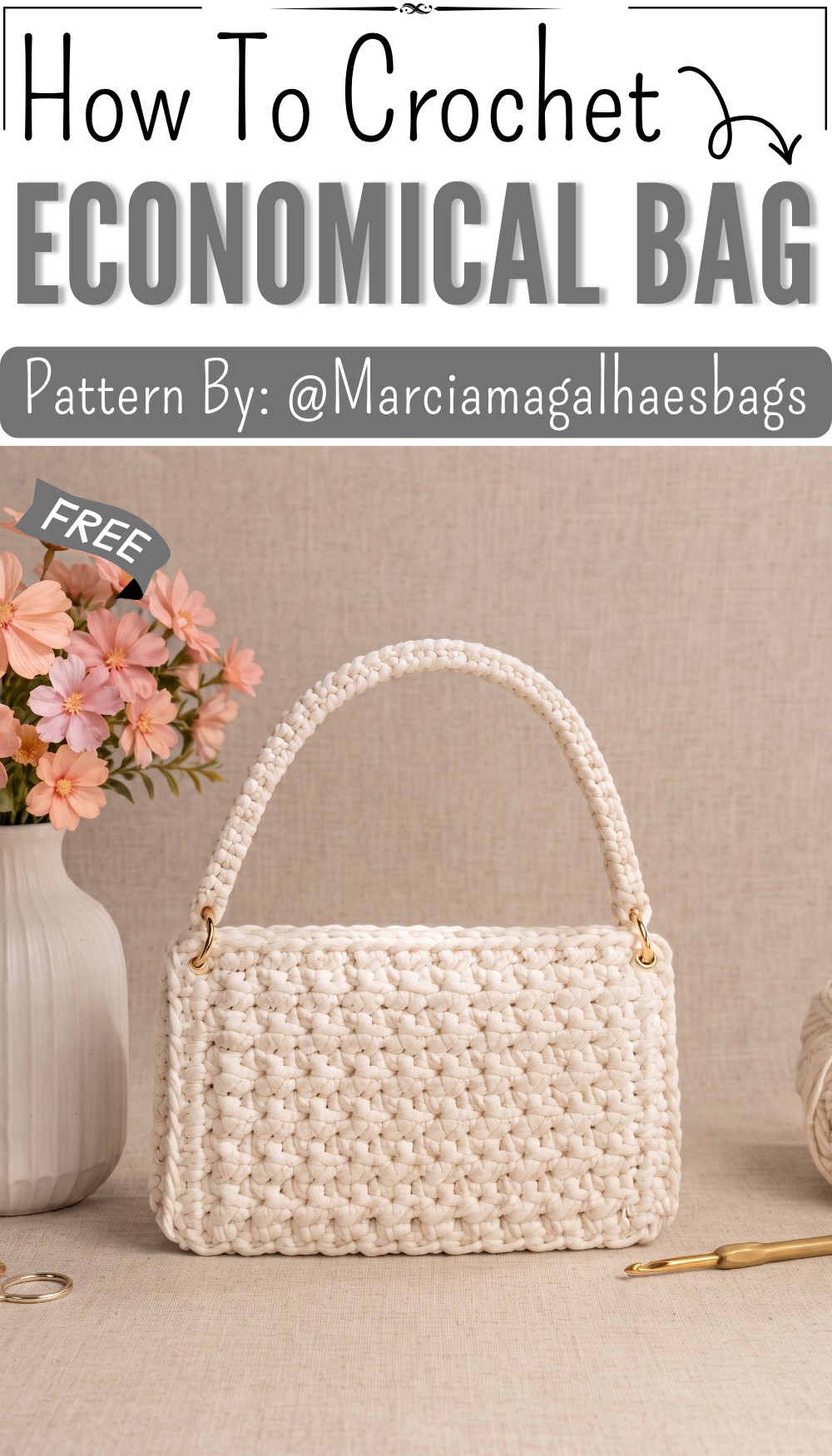 Easy and economical crochet bag 10