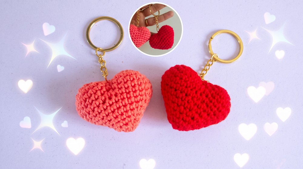 How To Crochet A Heart Keychain 2