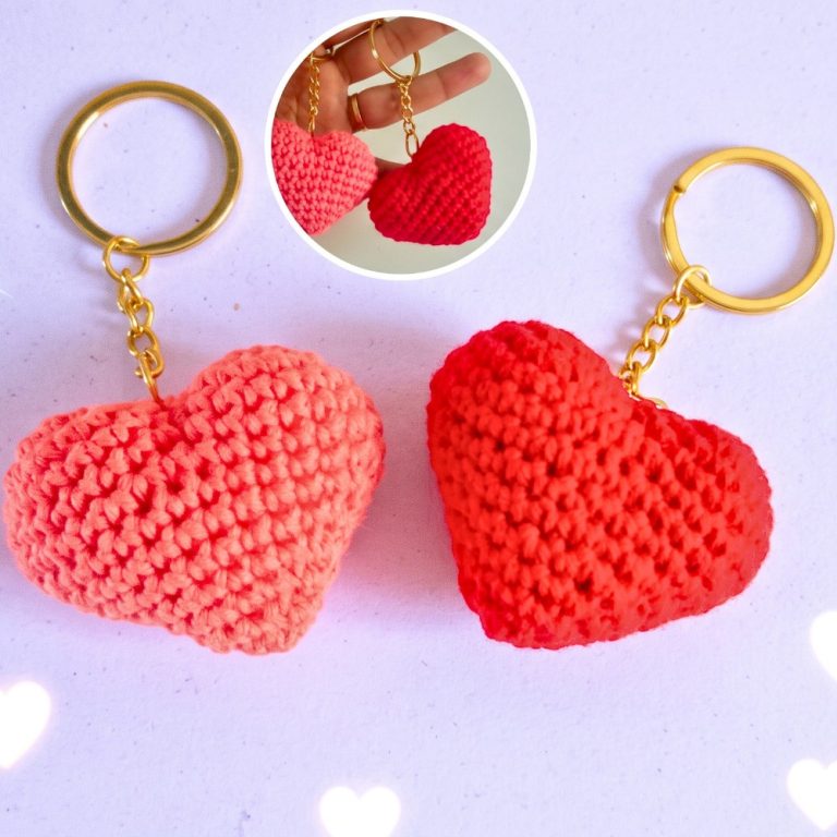 How To Crochet A Heart Keychain 9