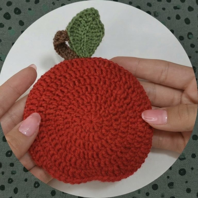 How To Crochet Apple Cup Holder 11