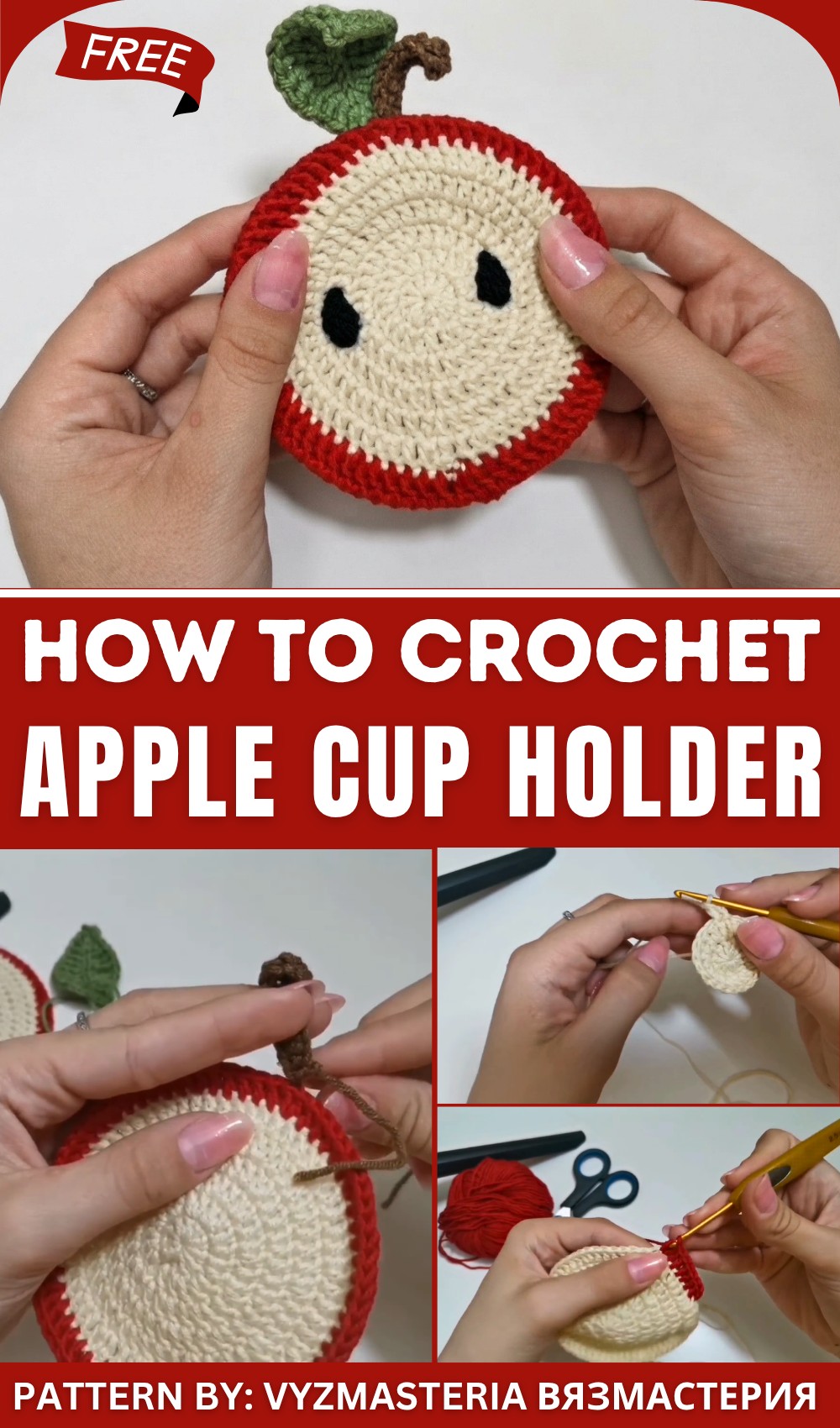 How To Crochet Apple-shaped Cup Holder 1