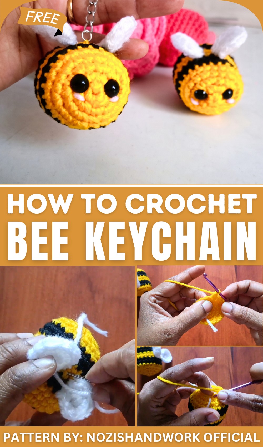 How To Crochet Bee Keychain (1)