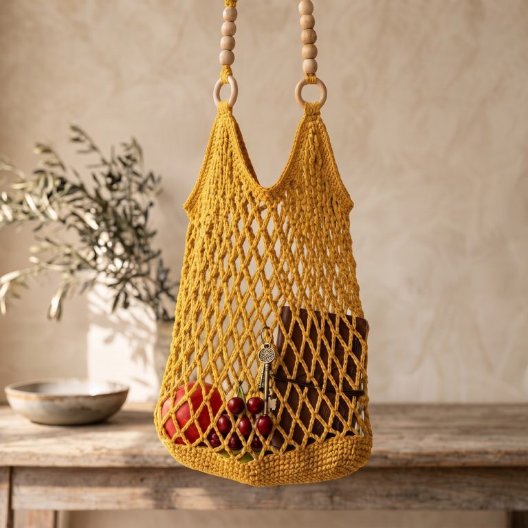 How To Crochet Easy Net Bag 10