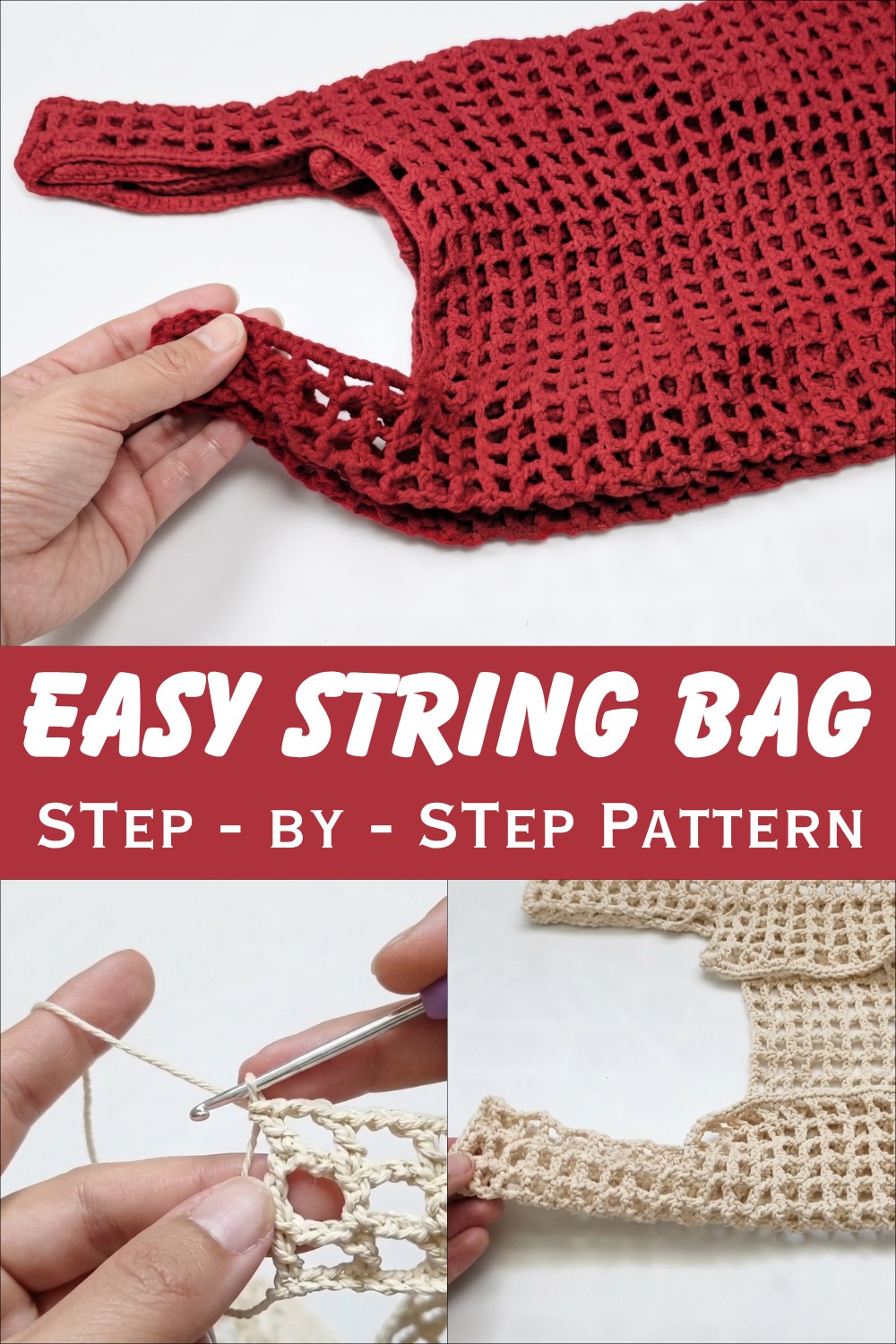 How To Crochet Easy String Bag 1