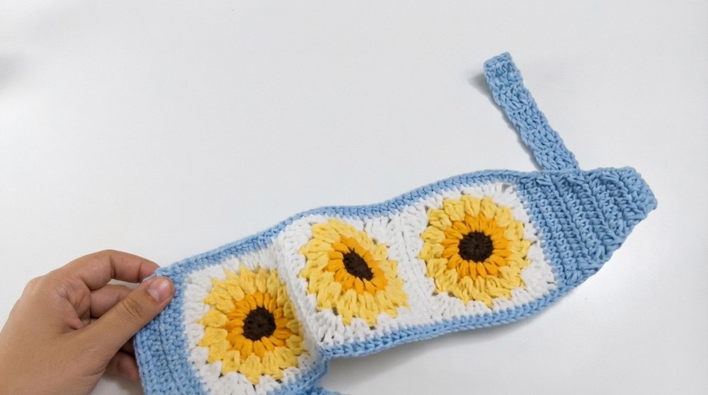 How To Crochet Granny Square Headscarf 8