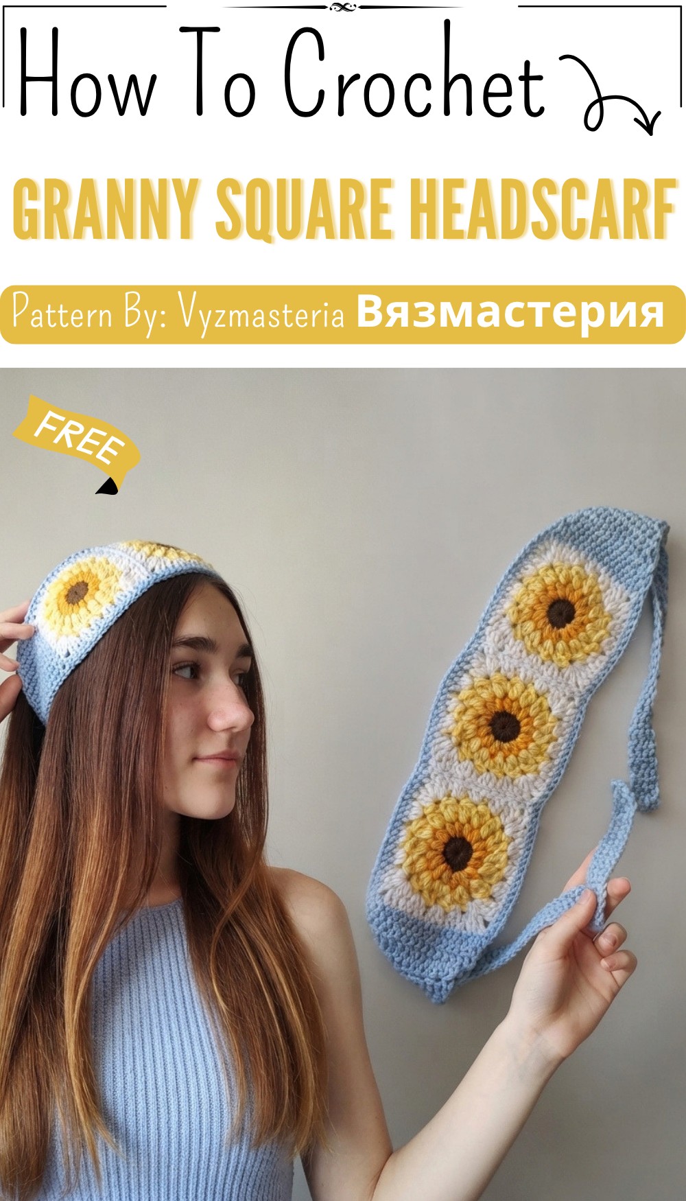 How To Crochet Granny Square Headscarf 9