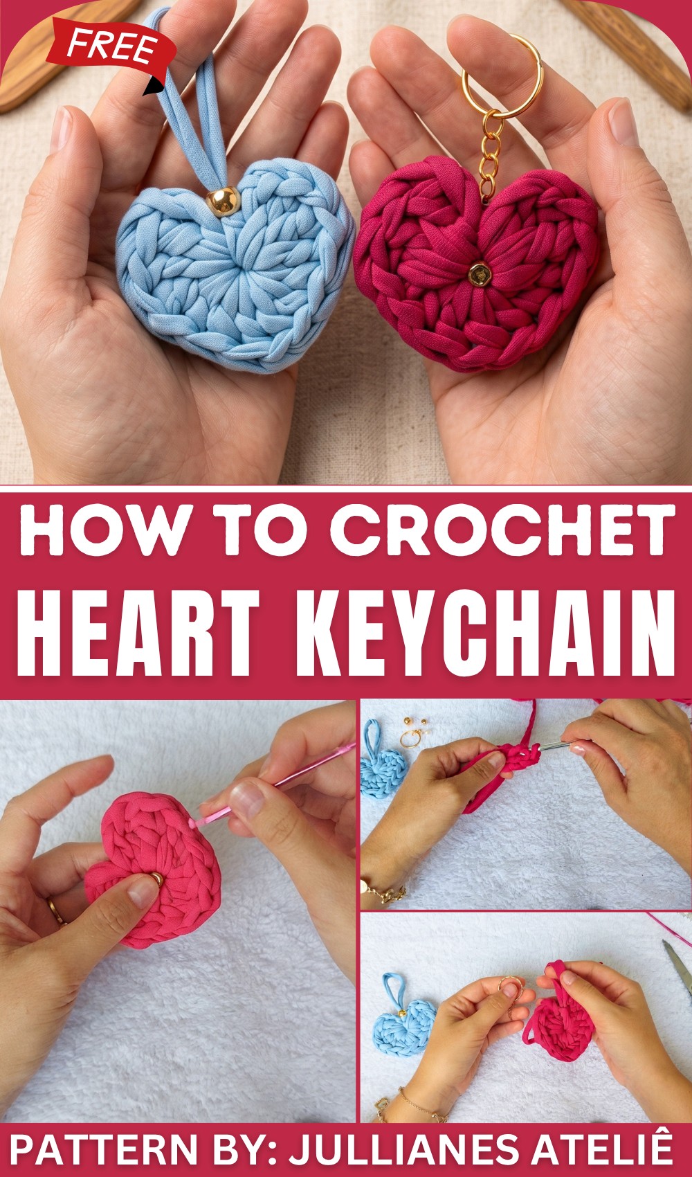 How To Crochet Heart Keychain (1)