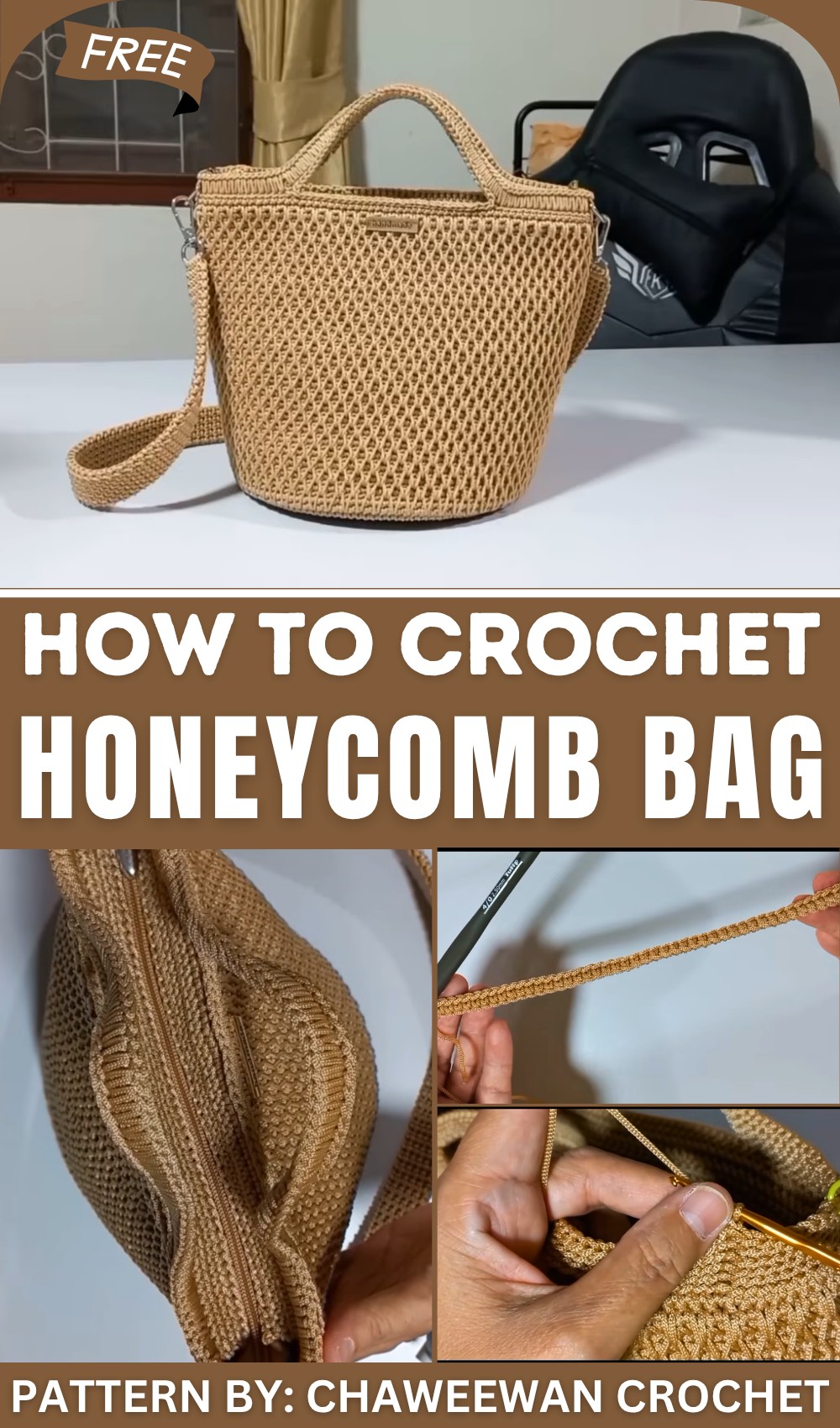 How To Crochet Honeycomb Pattern Bag (1)