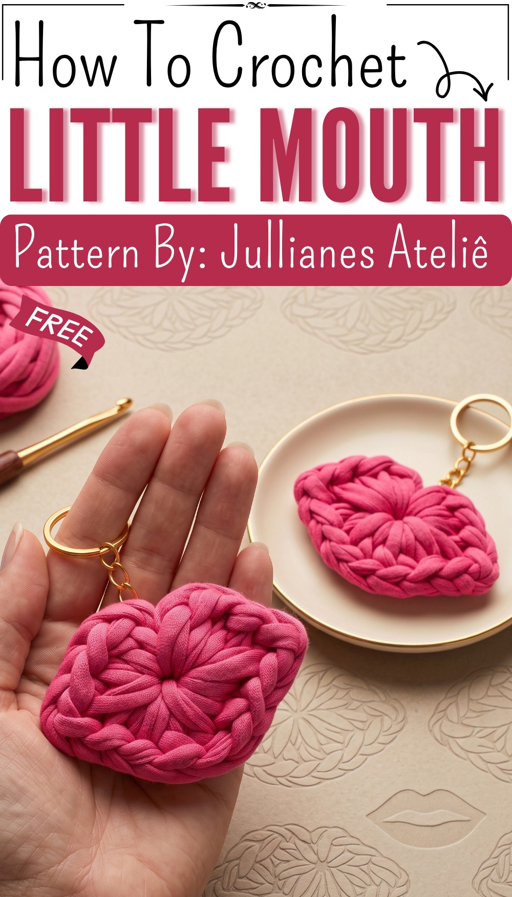 How To Crochet Little Mouth Keychain 7
