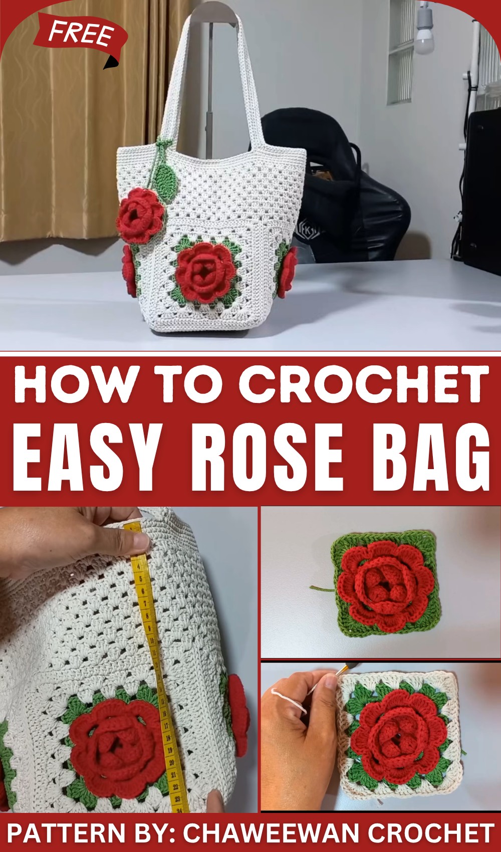 How To Crochet Rose Bag 1