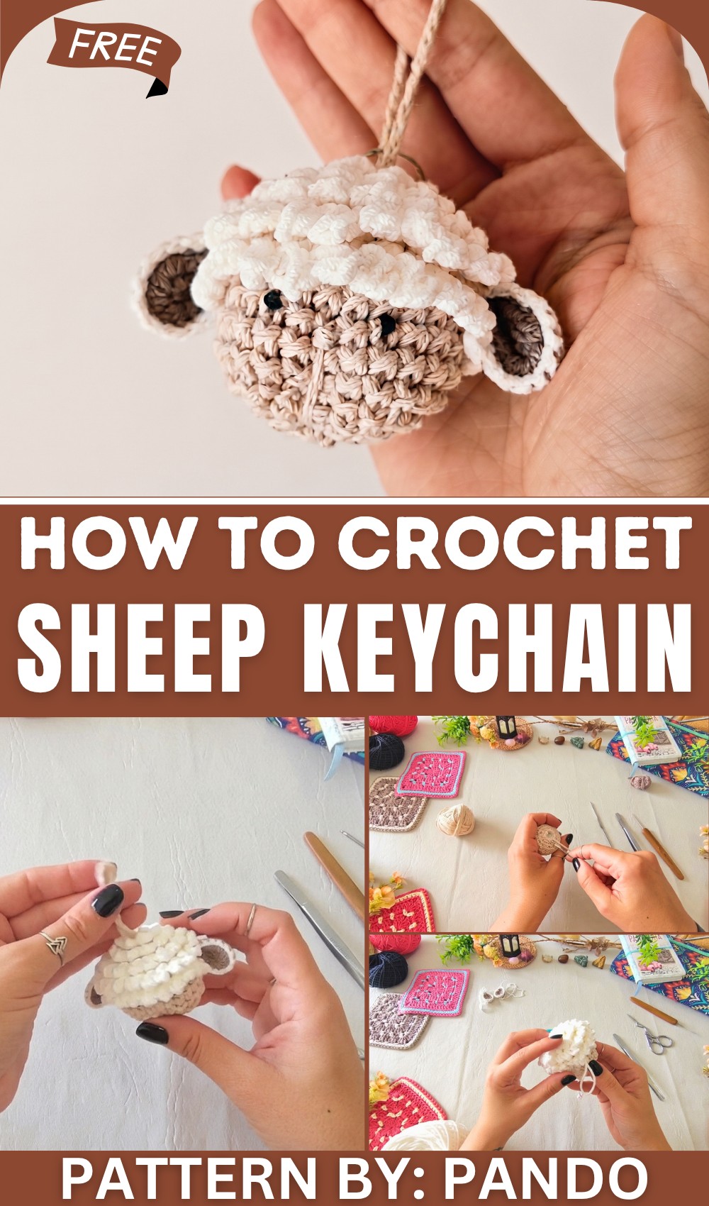 How to Crochet Amigurumi Sheep Keychain 1