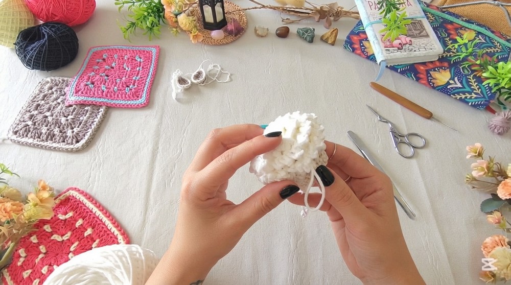 How to Crochet Amigurumi Sheep Keychain 6