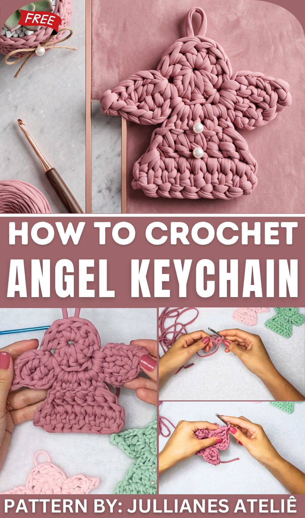 How to Crochet Angel Keychain with T-shirt Yarn 1