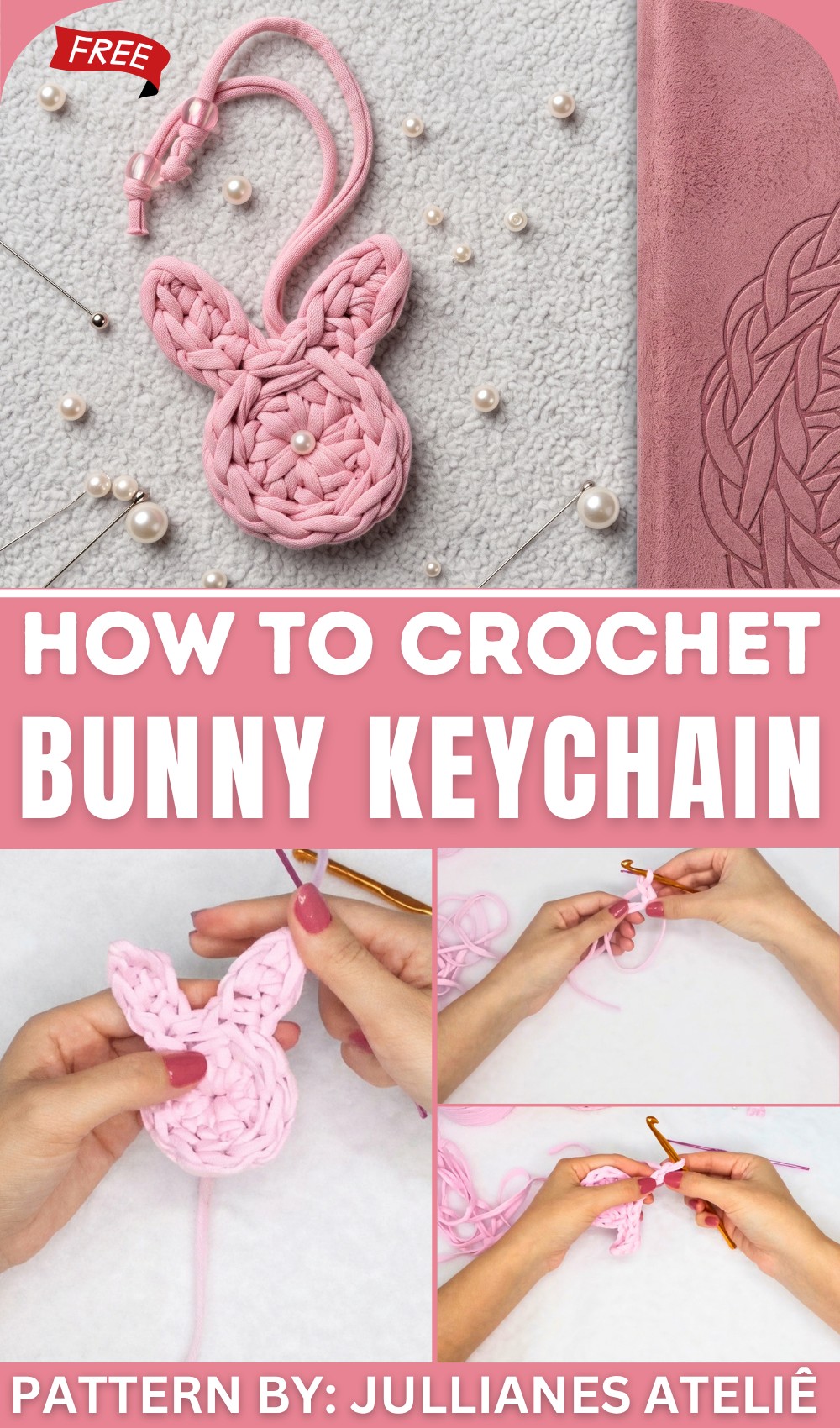 How to Crochet Bunny Keychain 1