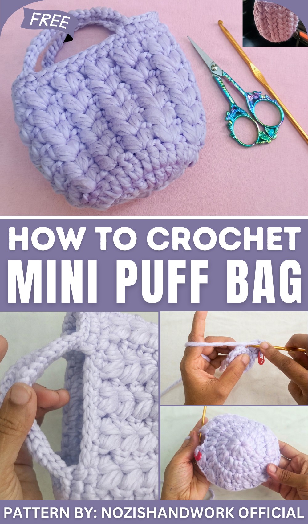 How to Crochet Mini Puff Bag 1