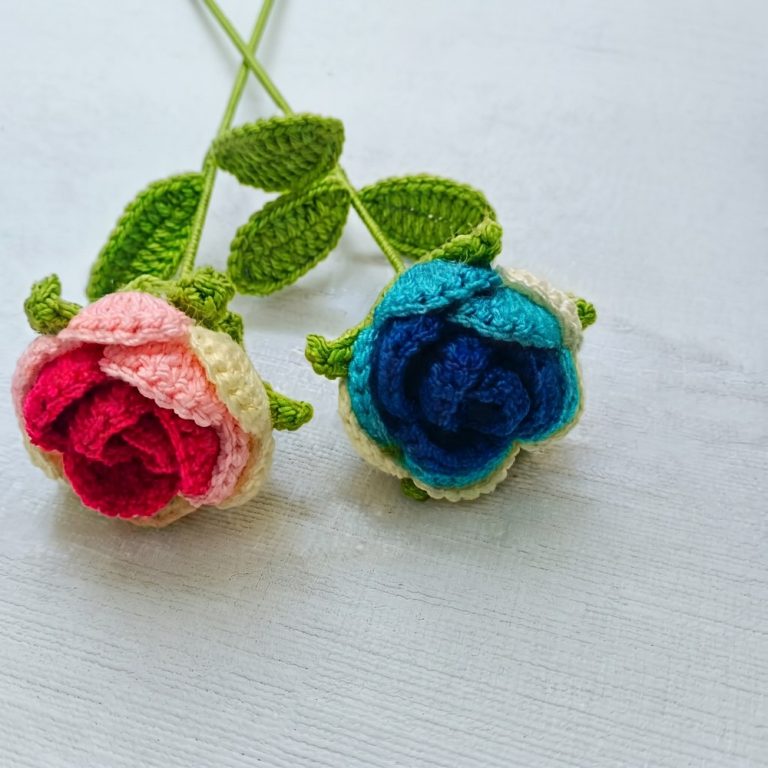 How to Crochet MultiColour Rose flower (9)