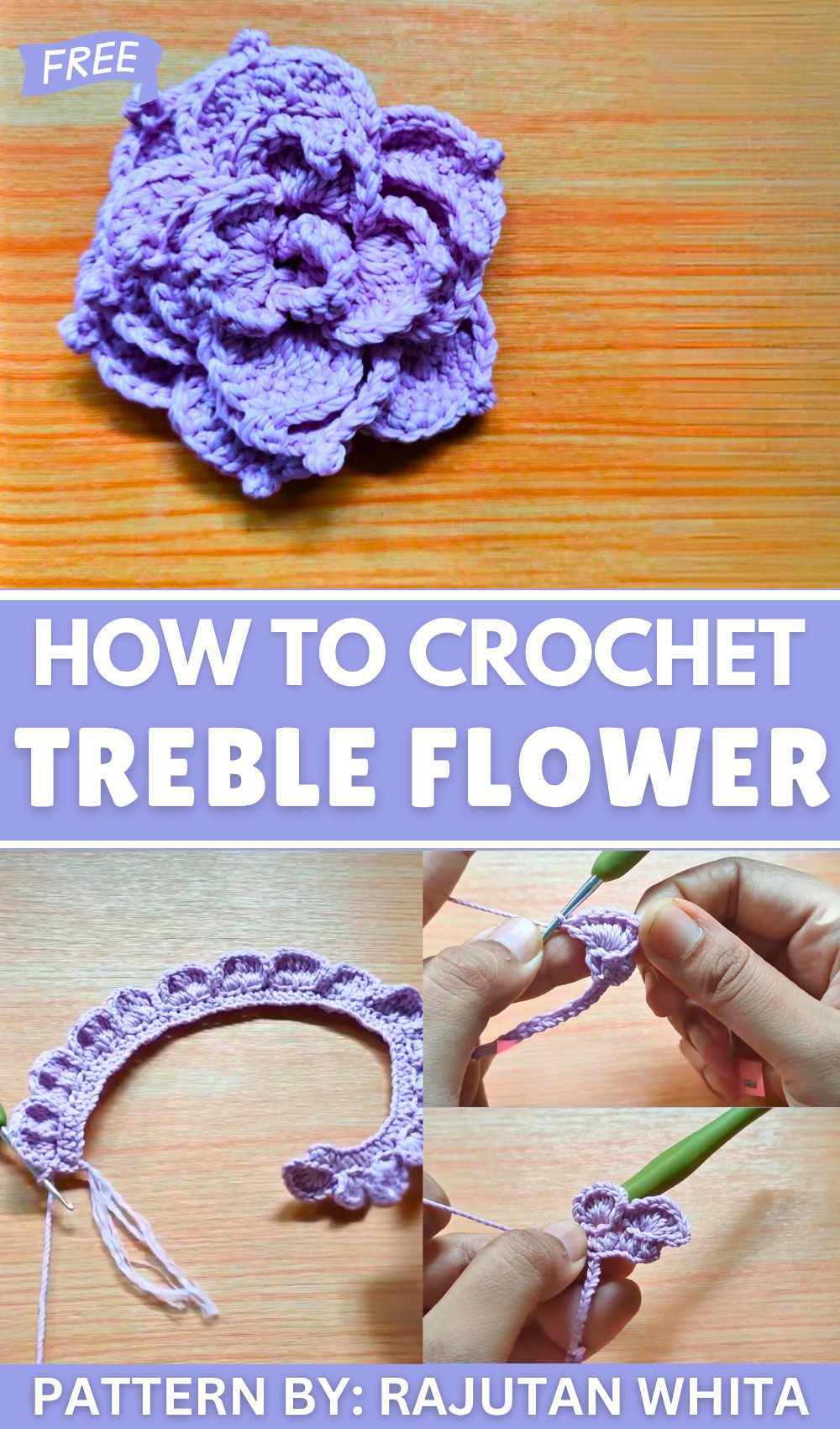 How to Crochet Treble Flower Easy for Beginner
