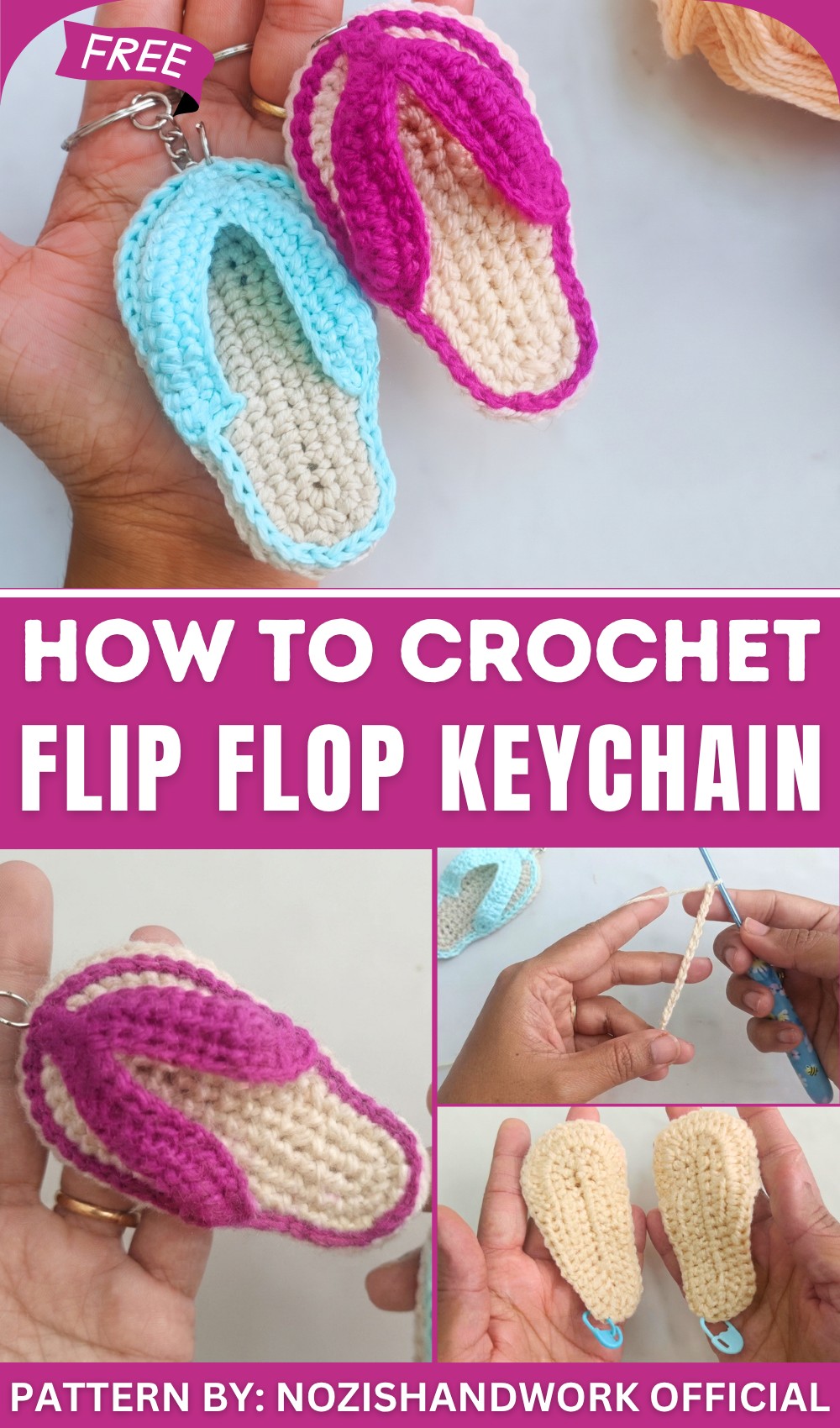 How to Crochet a Flip Flop Keychain 1