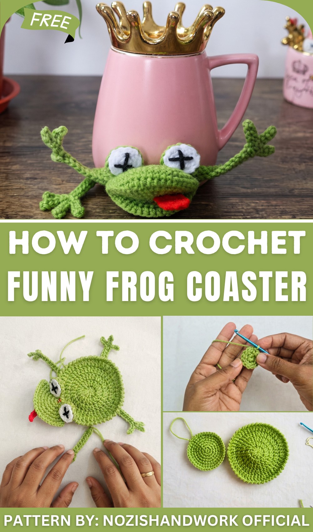 How to Crochet a Funny Frog Coaster 1