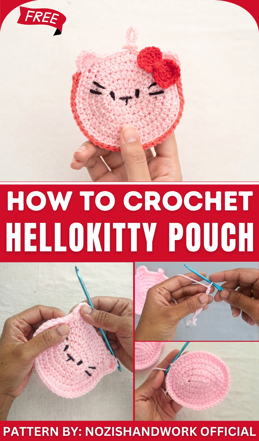 How to Crochet a Hellokitty Pouch 1
