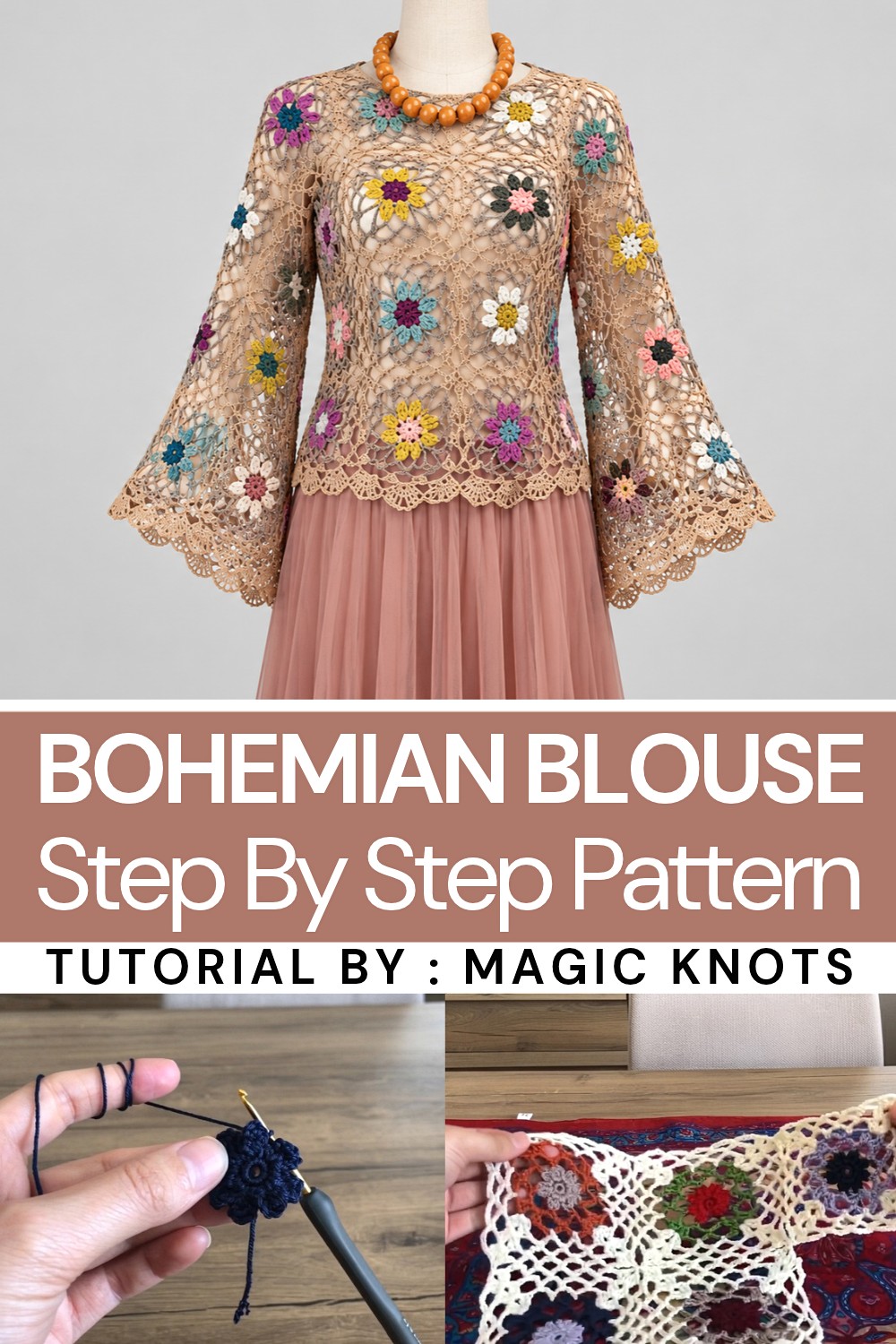 Crocheted spring bohemian blouse (1)