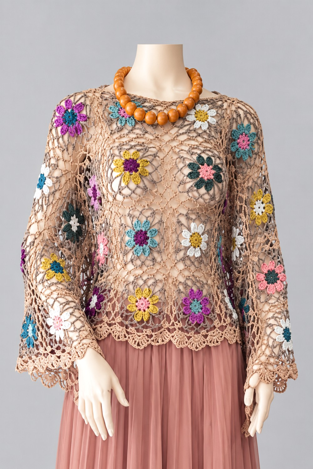 Crocheted spring bohemian blouse (11)