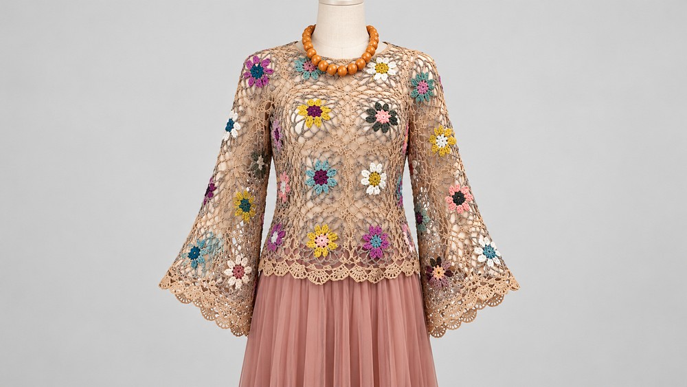 Crocheted spring bohemian blouse (3)