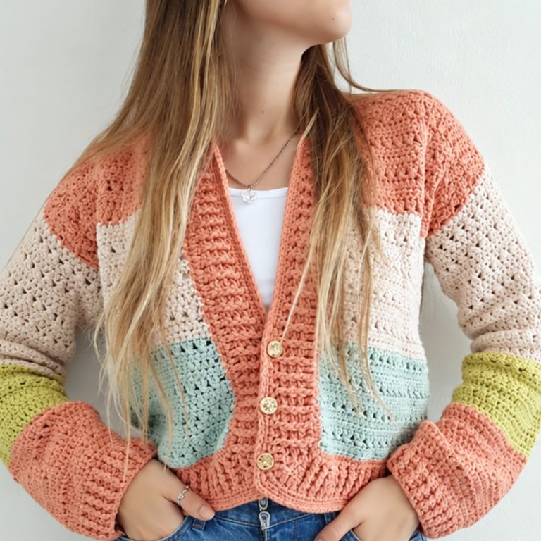 How To Crochet Colorful Spring Cardigan (2)